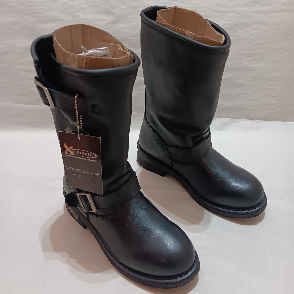 Xelement 1440 'Classic' Men's Black Engineer Motorcycle Leather Boots Size 9
